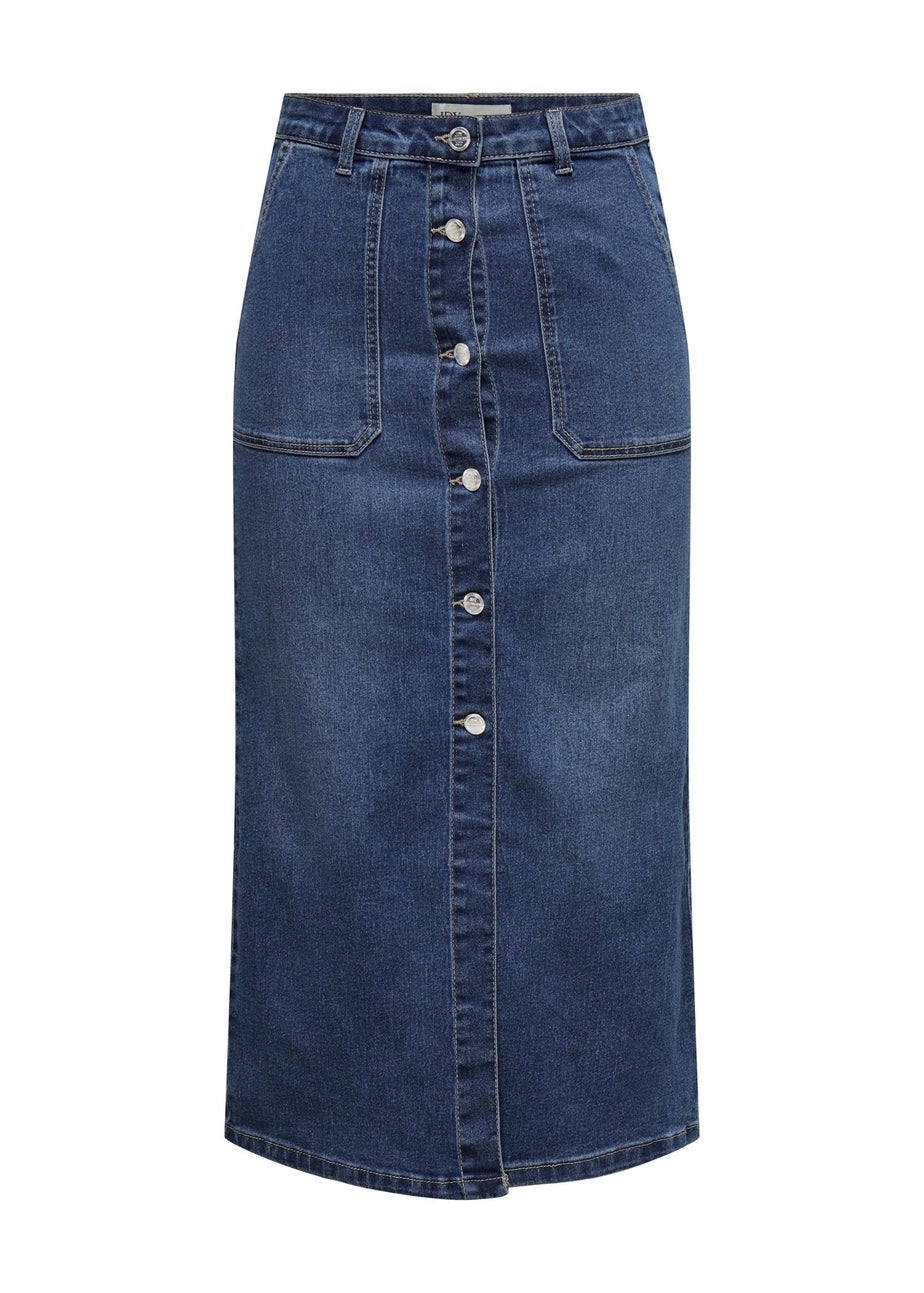 JDY Blue Button Denim Skirt