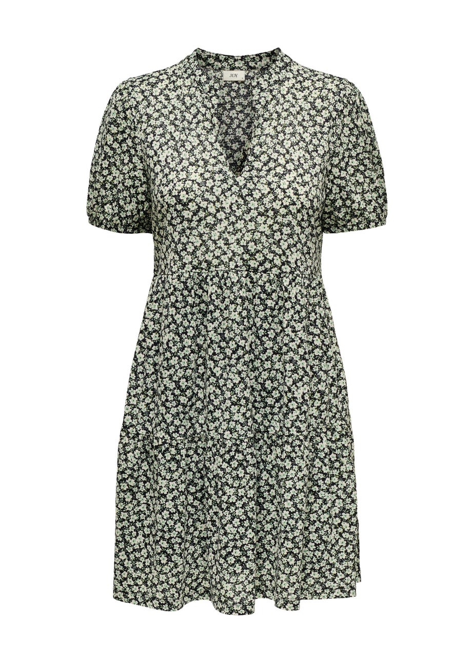 JDY Green Floral V Neck Tea Dress