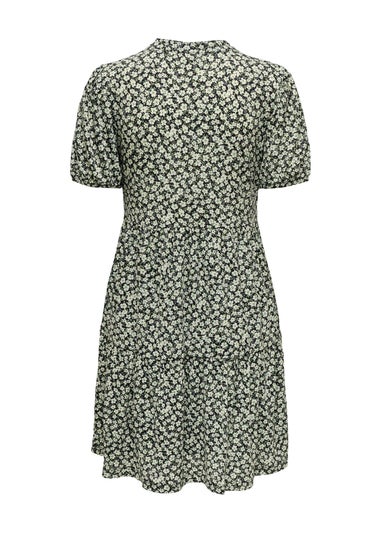 JDY Green Floral V Neck Tea Dress