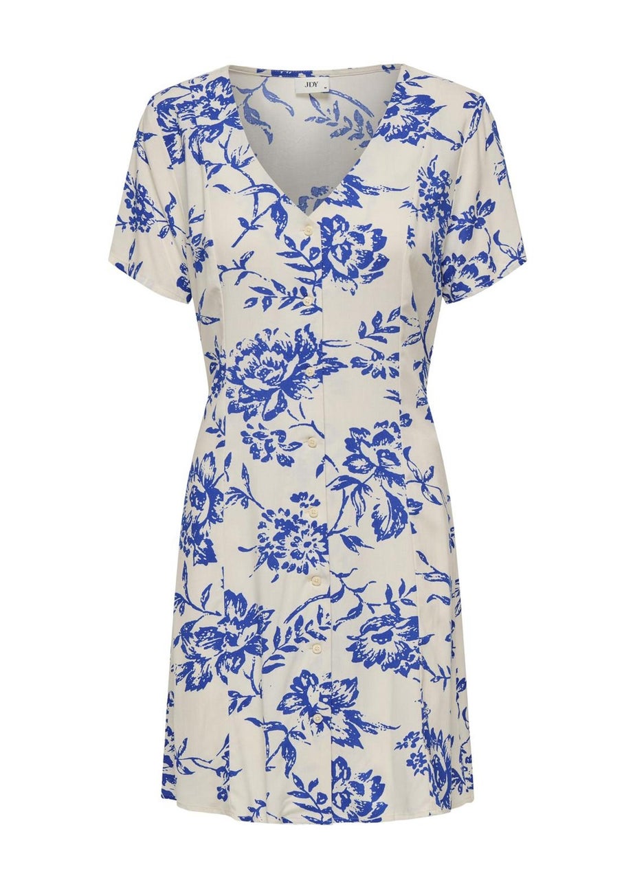 Blue & White Floral Print Dress