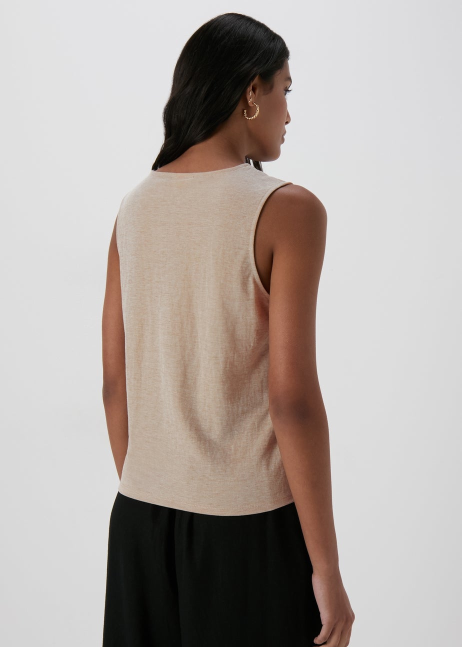 JDY Beige V Neck Crochet Top
