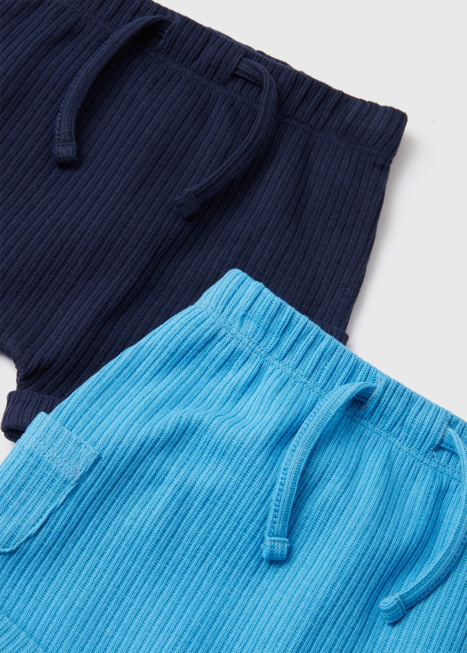 Boys 2 Pack Blue & Navy Cargo Shorts (Newborn-23mths)