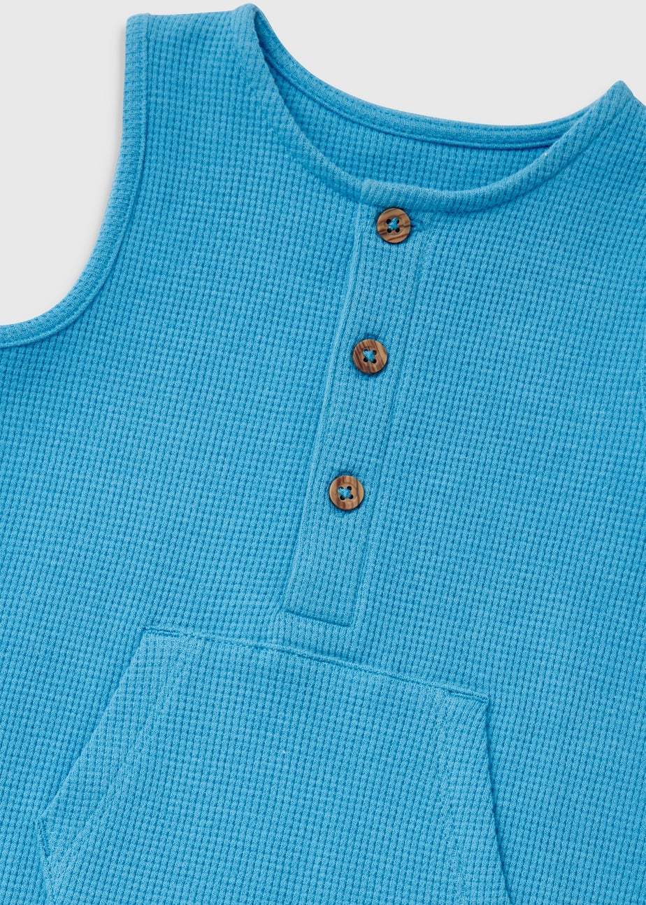 Baby Blue Waffle Romper (Newborn-18mths)