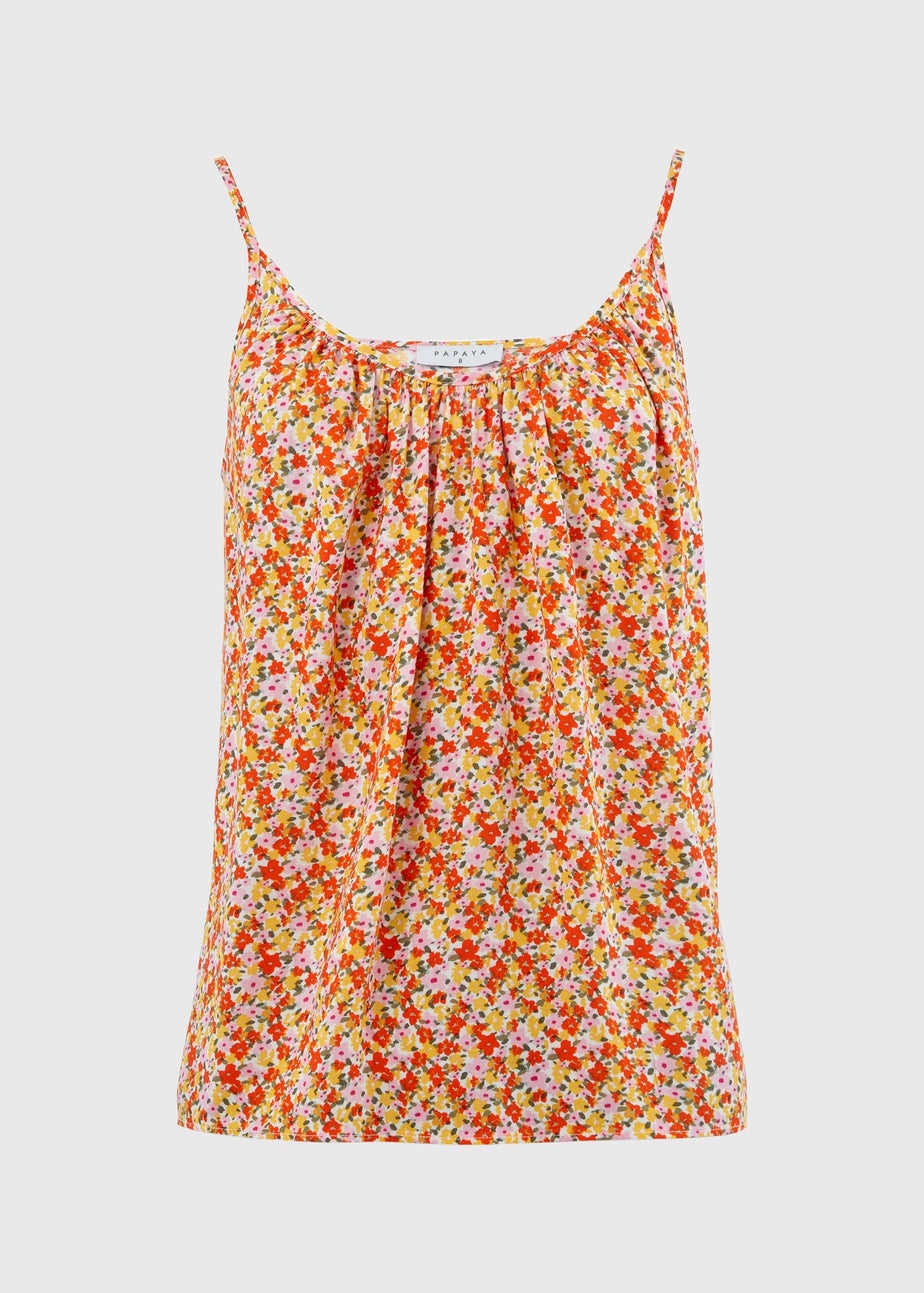 Orange Floral Ditsy Print Cami Top