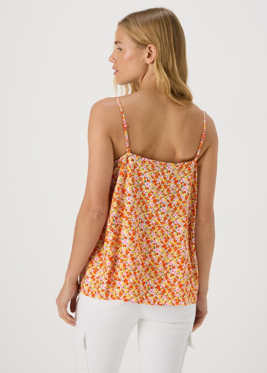 Orange Floral Ditsy Print Cami Top