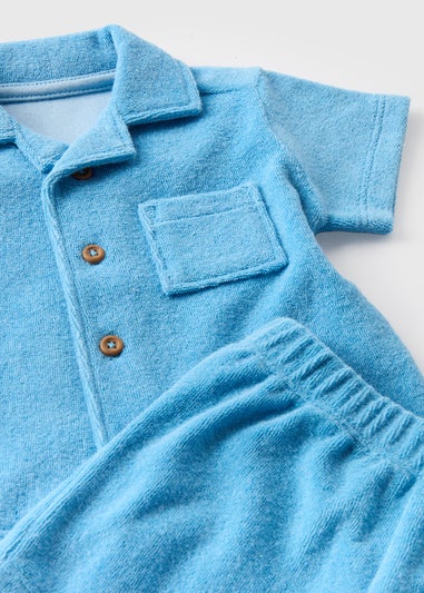 Baby Blue Towelling Shirt & Shorts Set (Newborn-23mths)