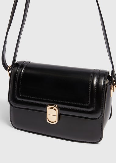 Black Boxy PU Crossbody Bag