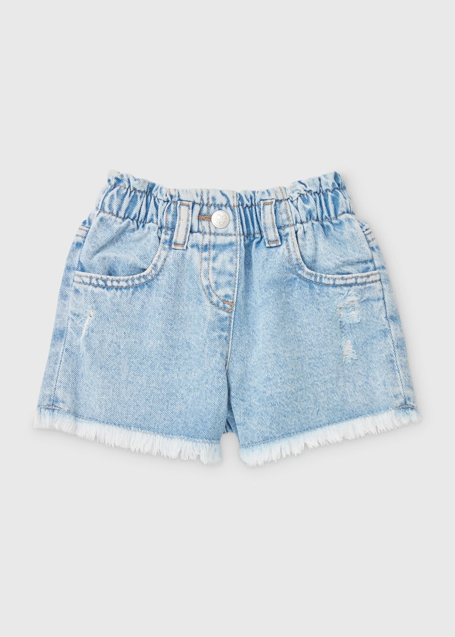 Girls Mid Wash Crochet Patch Denim Shorts (1-7yrs)