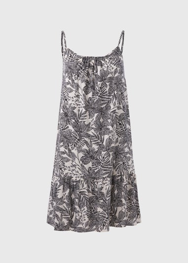 Beige Abstract Print Viscose Cami Mini Dress
