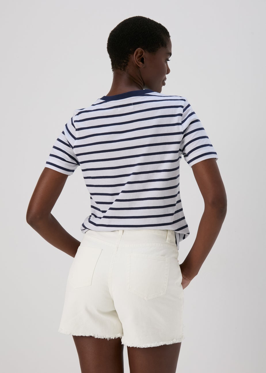 White Ripped Denim Shorts