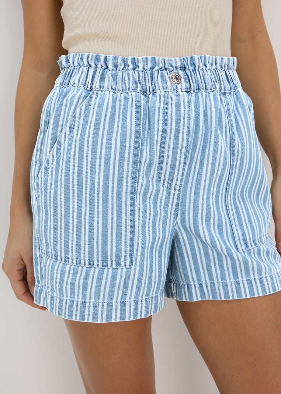 Blue Stripe Paperbag Shorts