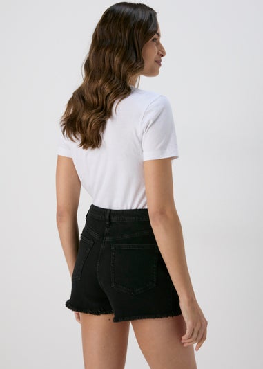 Black Frayed Hem Shorts