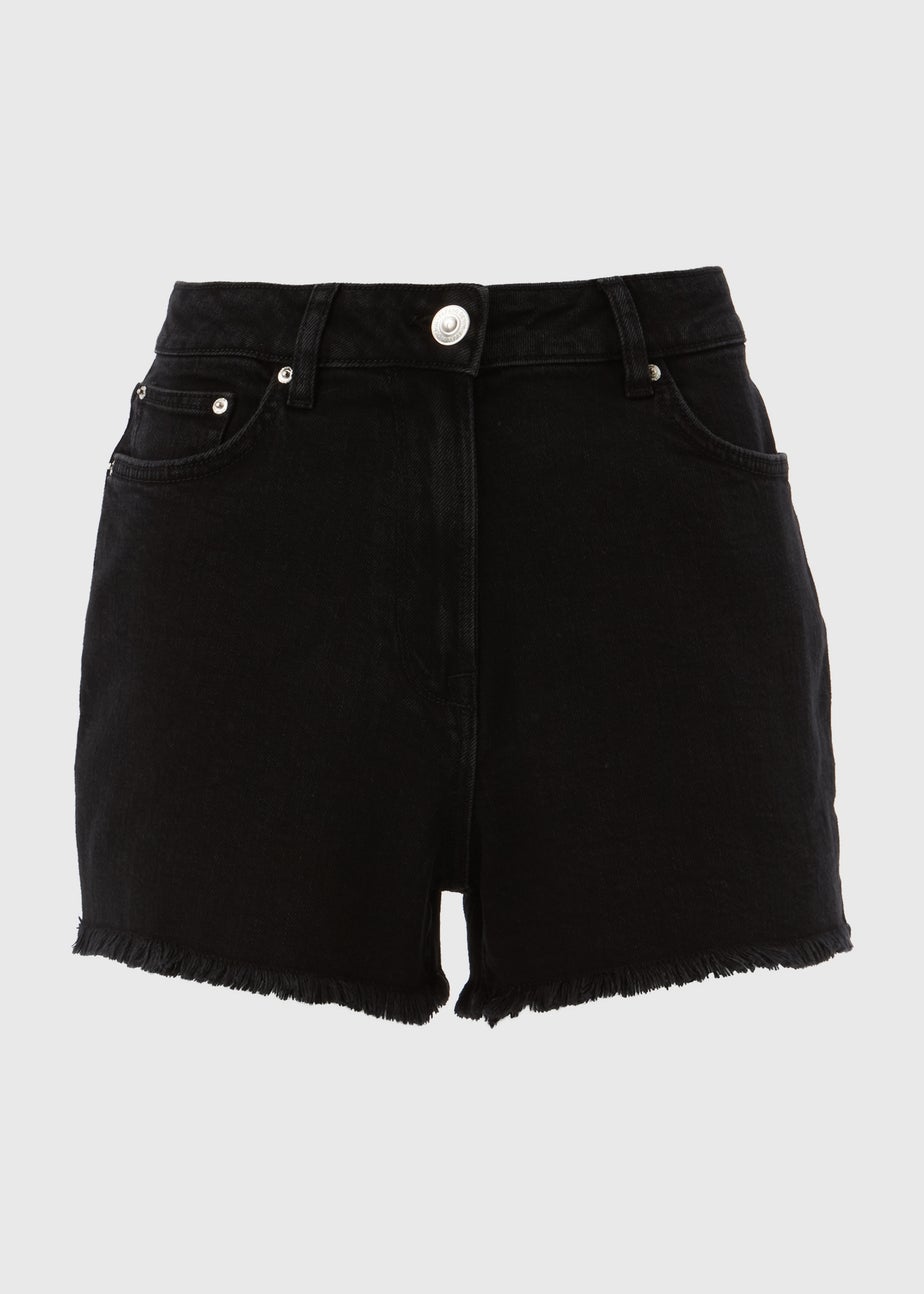 Black Frayed Hem Shorts