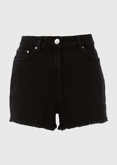 Black Frayed Hem Shorts