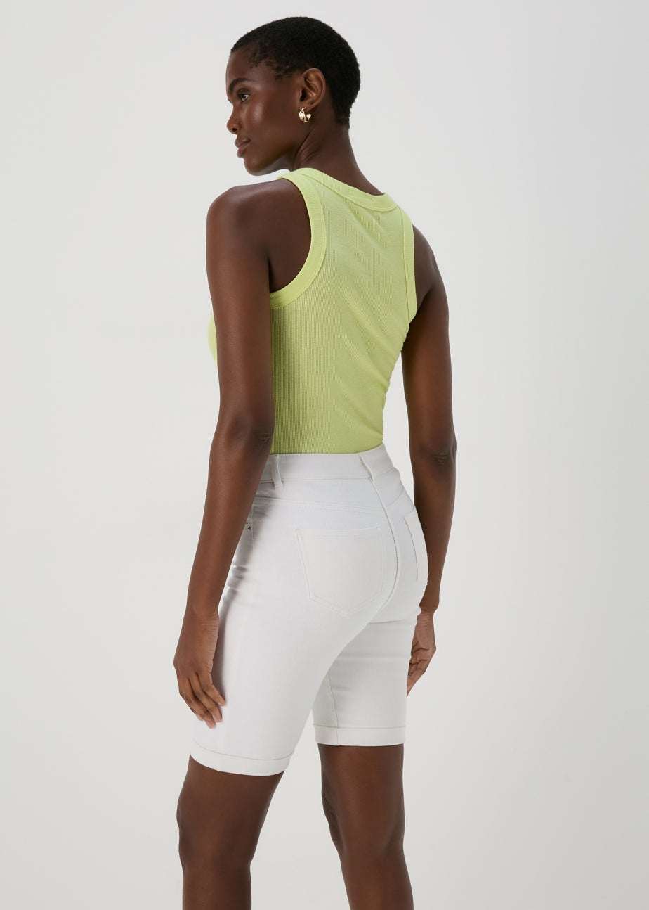 White Denim Knee Shorts