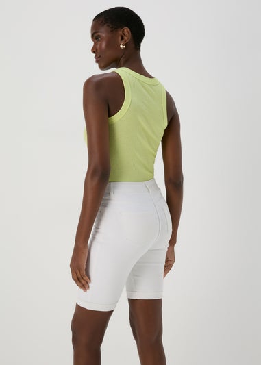 White Denim Knee Shorts