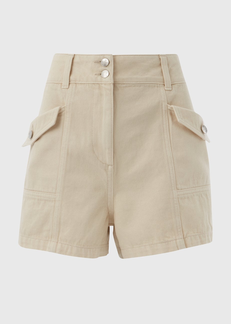 Ecru Utility Denim Shorts