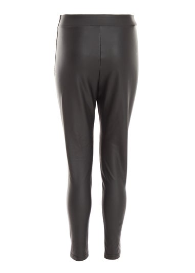 Quiz Black Faux Leather Seam Leggings