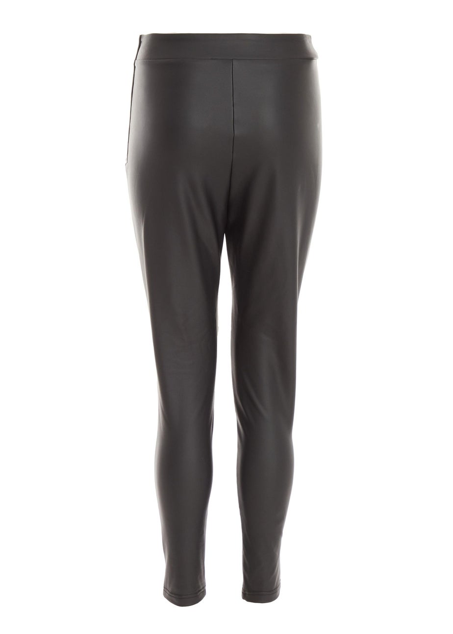 Quiz Black Faux Leather Seam Leggings