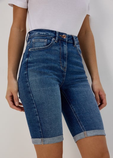 Mid Wash Knee Length Shorts