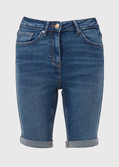 Mid Wash Knee Length Shorts