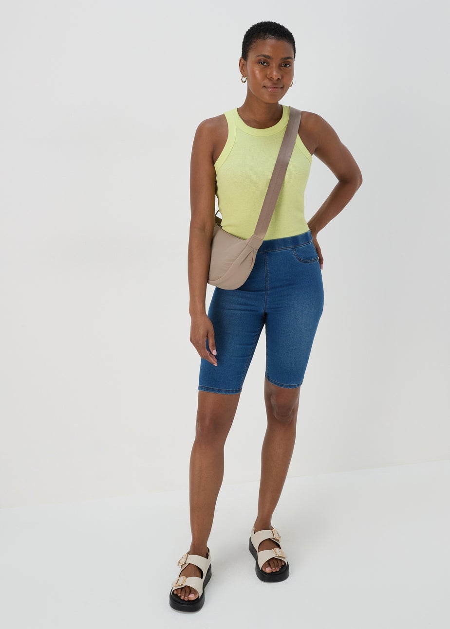 Mid Wash Rosie Knee Length Shorts