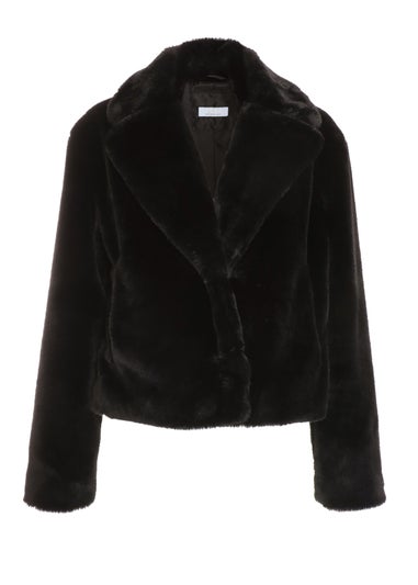 Quiz Black Short Faux Fur Collar Jacket