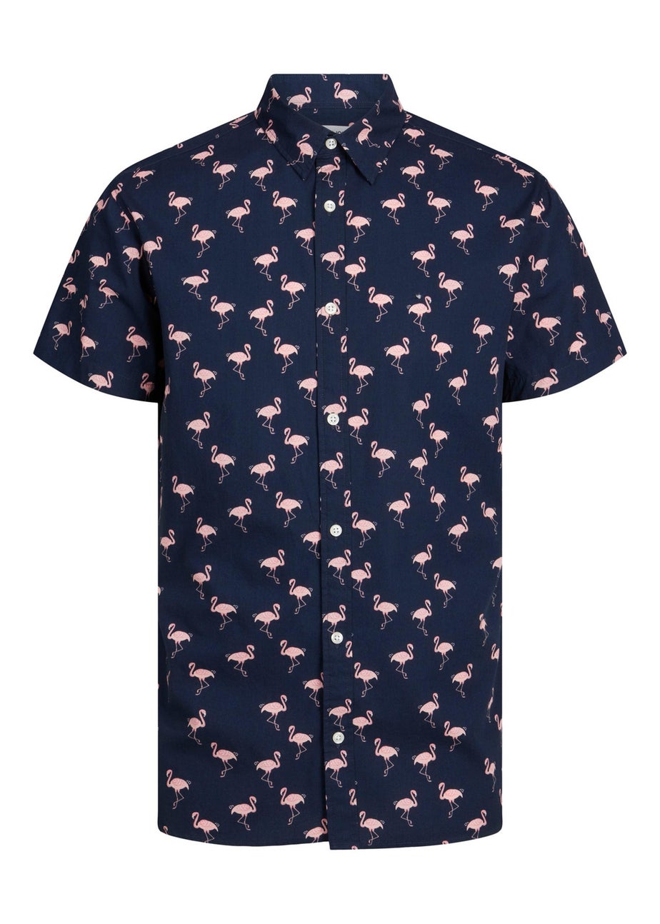 Jack & Jones Boys Navy Flamingo Print Shirt (6-16yrs)