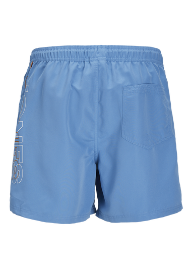 Jack & Jones Boys Blue Double Logo Swim Shorts (8-16yrs)