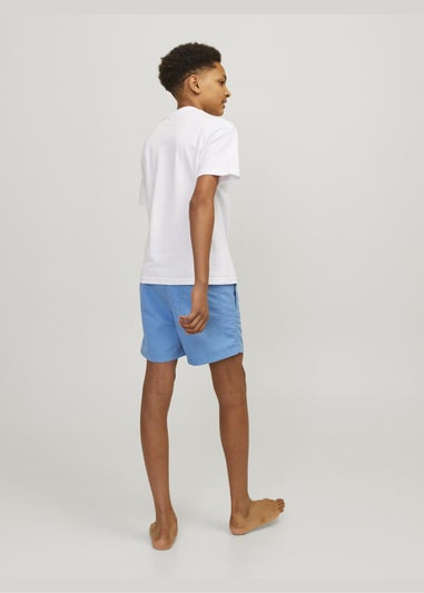 Jack & Jones Boys Blue Double Logo Swim Shorts (8-16yrs)