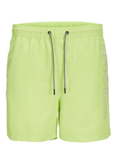 Jack & Jones Boys Green Double Logo Swim Shorts (8-16yrs)