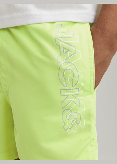 Jack & Jones Boys Green Double Logo Swim Shorts (8-16yrs)