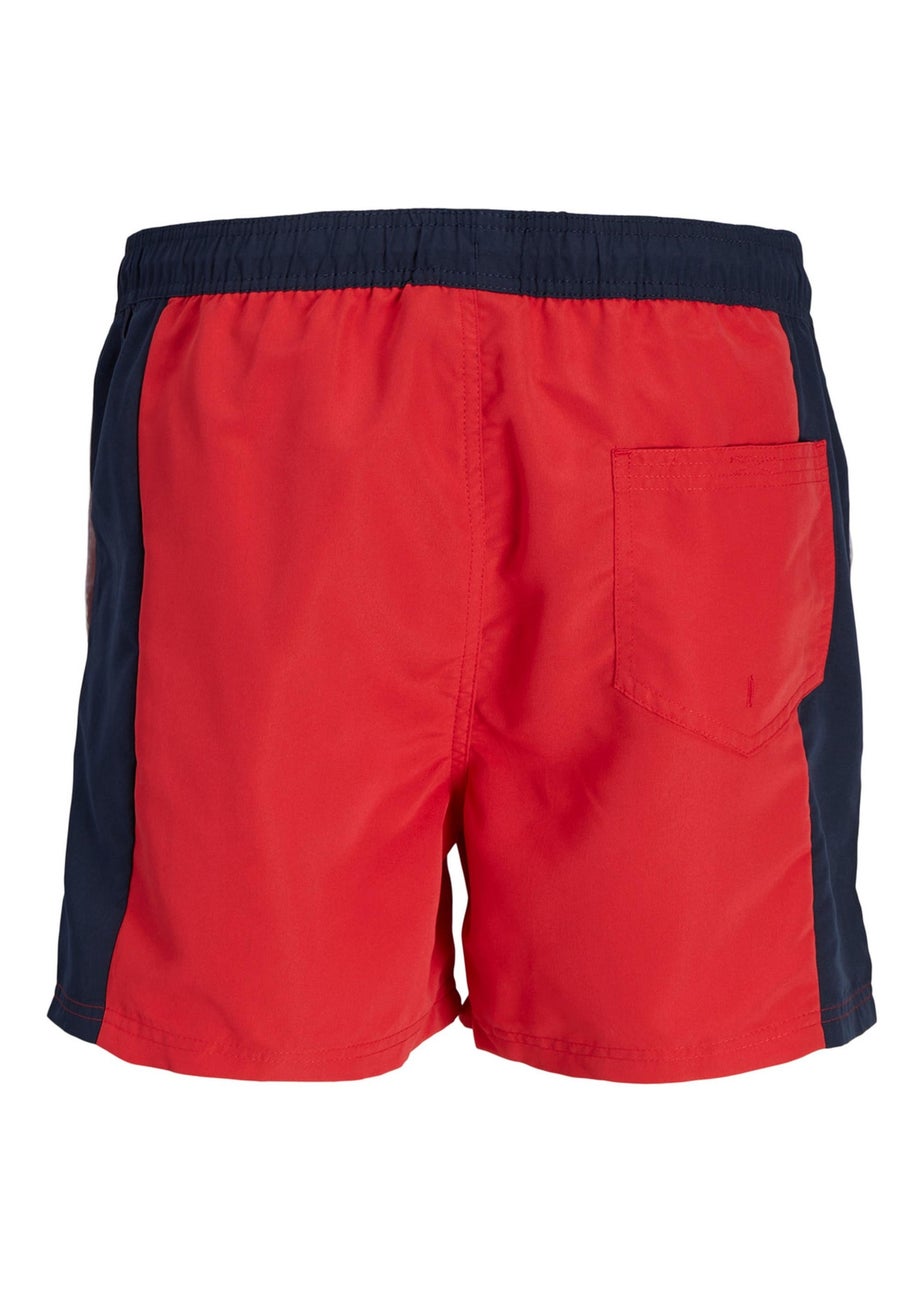 Jack & Jones Boys Red Colour Block Fiji Swim Shorts (8-16yrs)