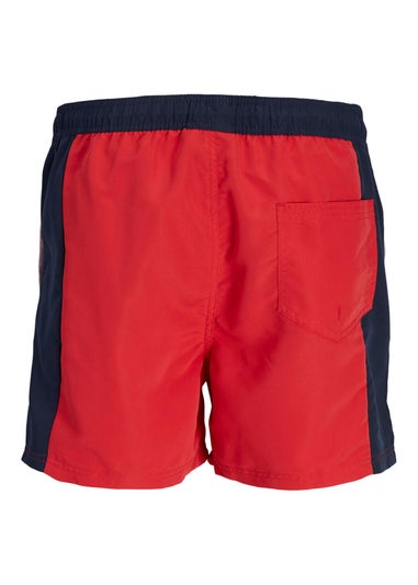 Jack & Jones Boys Red Colour Block Fiji Swim Shorts (8-16yrs)
