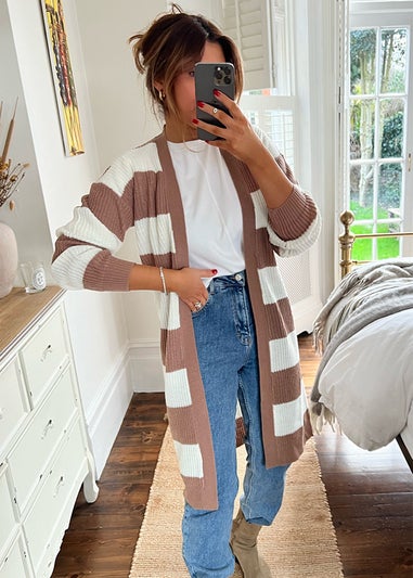 In The Style Mocha Longline Cardigan