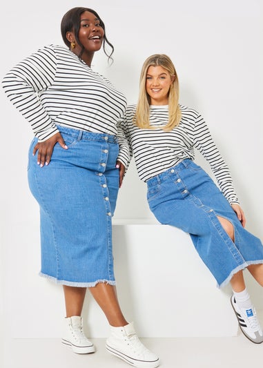 In the Style Jac Jossa Denim Midi Skirt