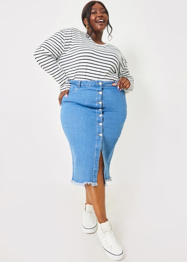 In the Style Jac Jossa Denim Midi Skirt