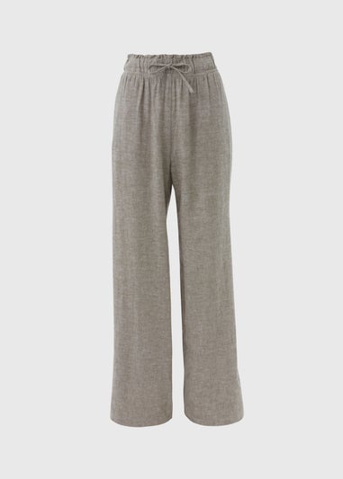 Sage Green Linen Wide Leg Trousers