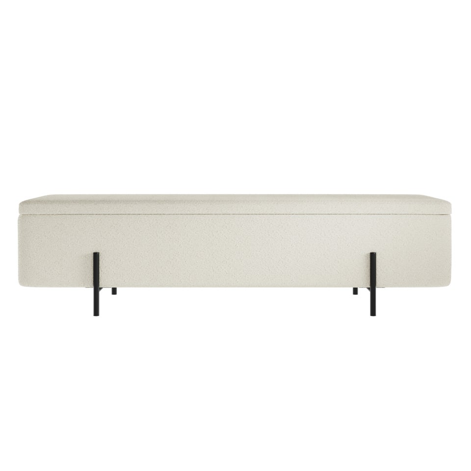 LPD Furniture Lola Storage Ottoman Ivory Boucle (460x435x1150mm)