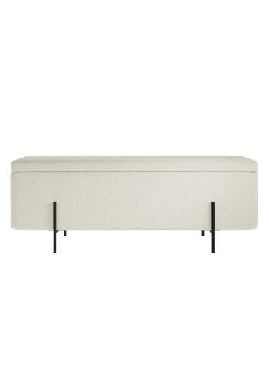 LPD Furniture Lola Storage Ottoman Ivory Boucle (460x435x1150mm)