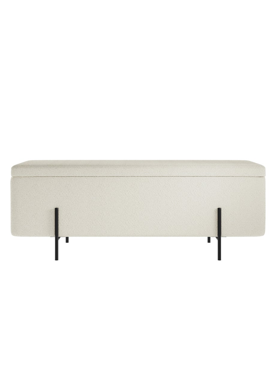 LPD Furniture Lola Storage Ottoman Ivory Boucle (460x435x1150mm)