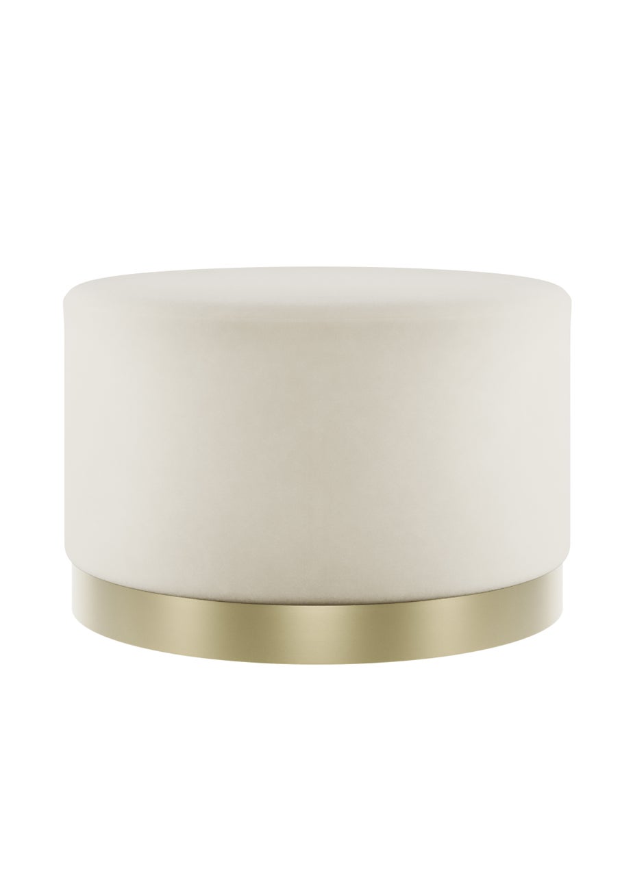 LPD Furniture Lara Pouffe Cream Velvet Large (350x600x600mm)