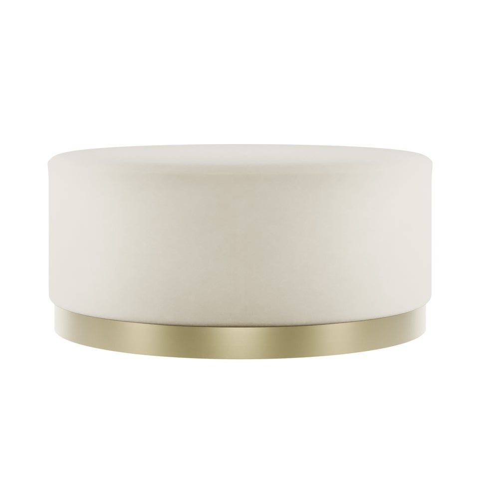 LPD Furniture Lara Pouffe Cream Velvet Large (350x600x600mm)