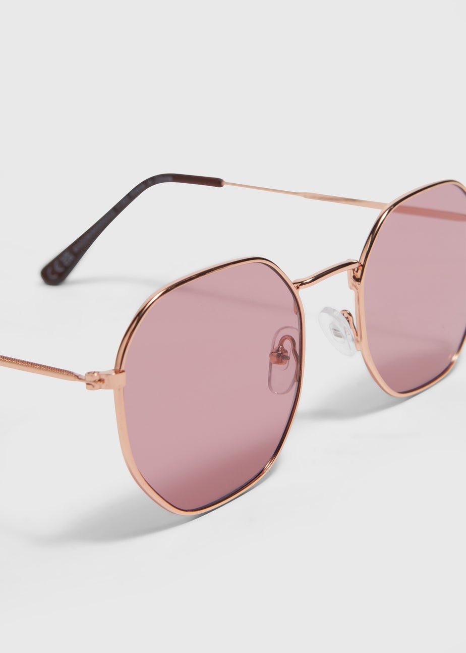 Pink Hex Round Sunglasses
