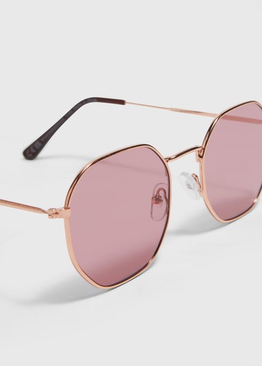 Pink Hex Round Sunglasses