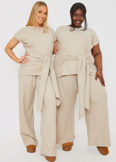 In The Style Stone Soft Ribbed Waist Drape Trousers