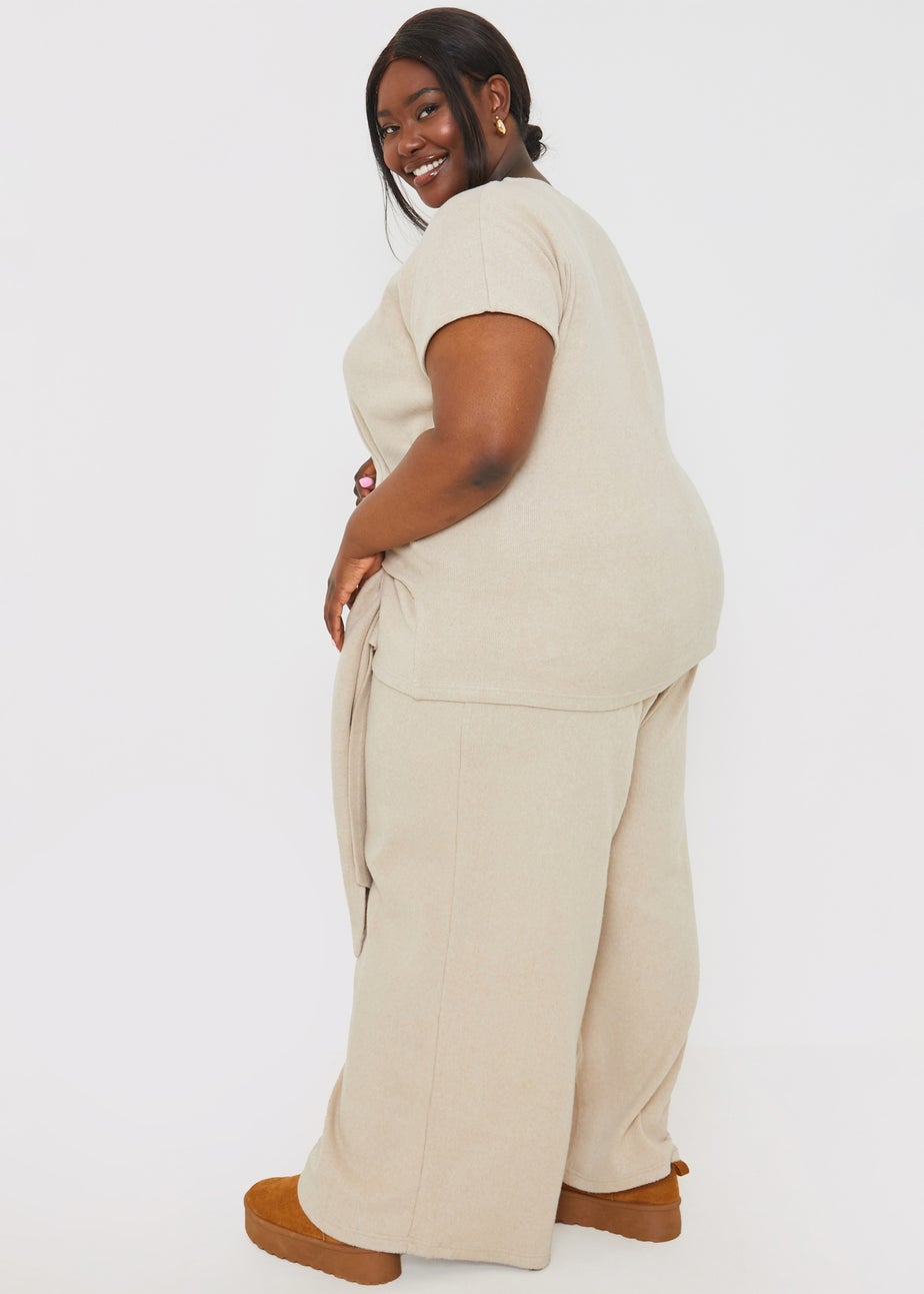 In The Style Stone Soft Ribbed Waist Drape Trousers