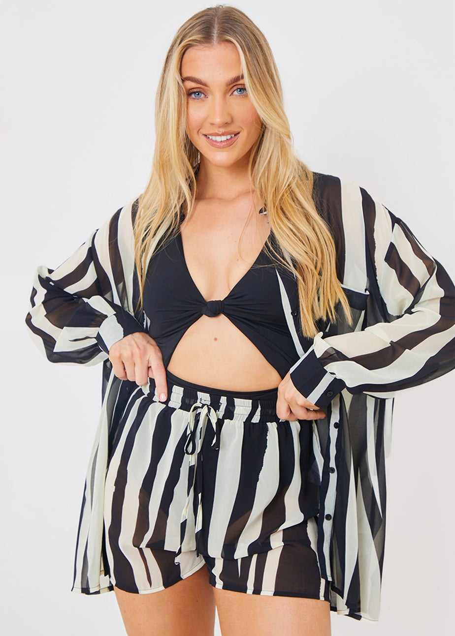 In the Style Jac Jossa Black White Print Beach Shorts