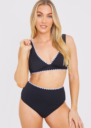 In the Style Jac Jossa Black Trim Bkini Top