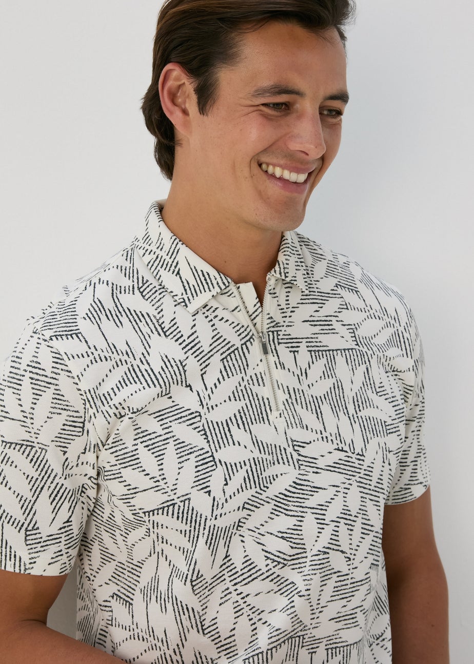 Ecru Leaf Polo Shirt